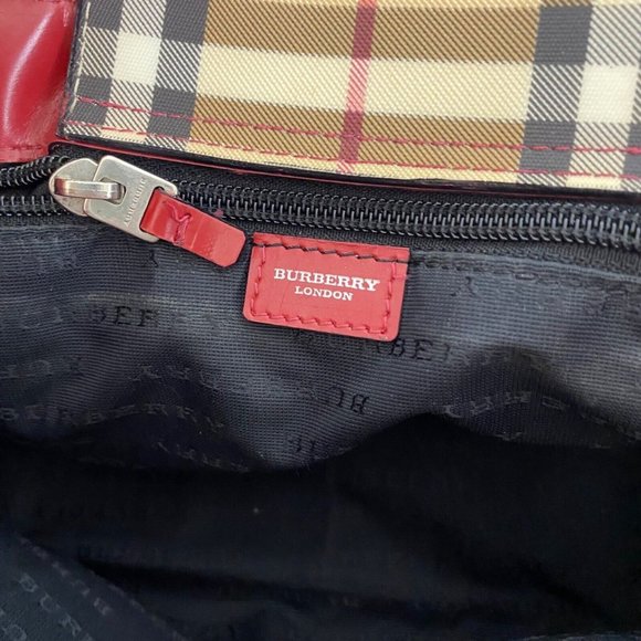 🔥🔥 sale.Burberry T-02-1 Handbag Small Tote Nova Check with Red Leather Straps, - Picture 7 of 17